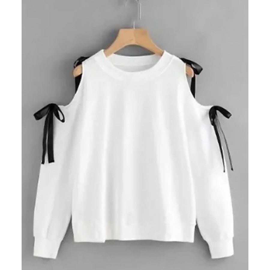 RBT- WHITE FULL SLEEVE COLD SHLDR TOP