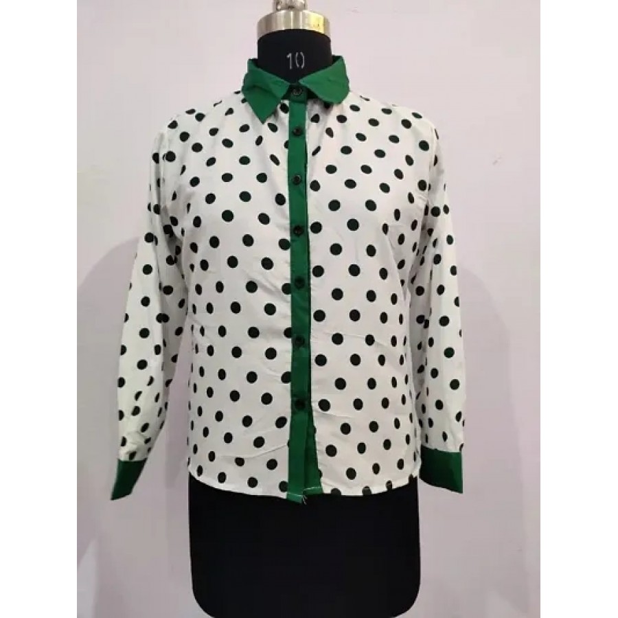 RWT-01013 White Shirt With Green Dot Top