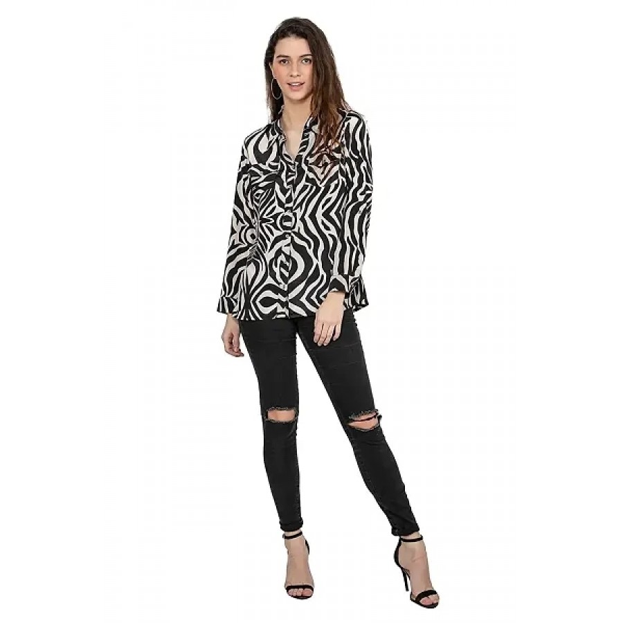 Reliable Poly Blend Printed Shirts For Women