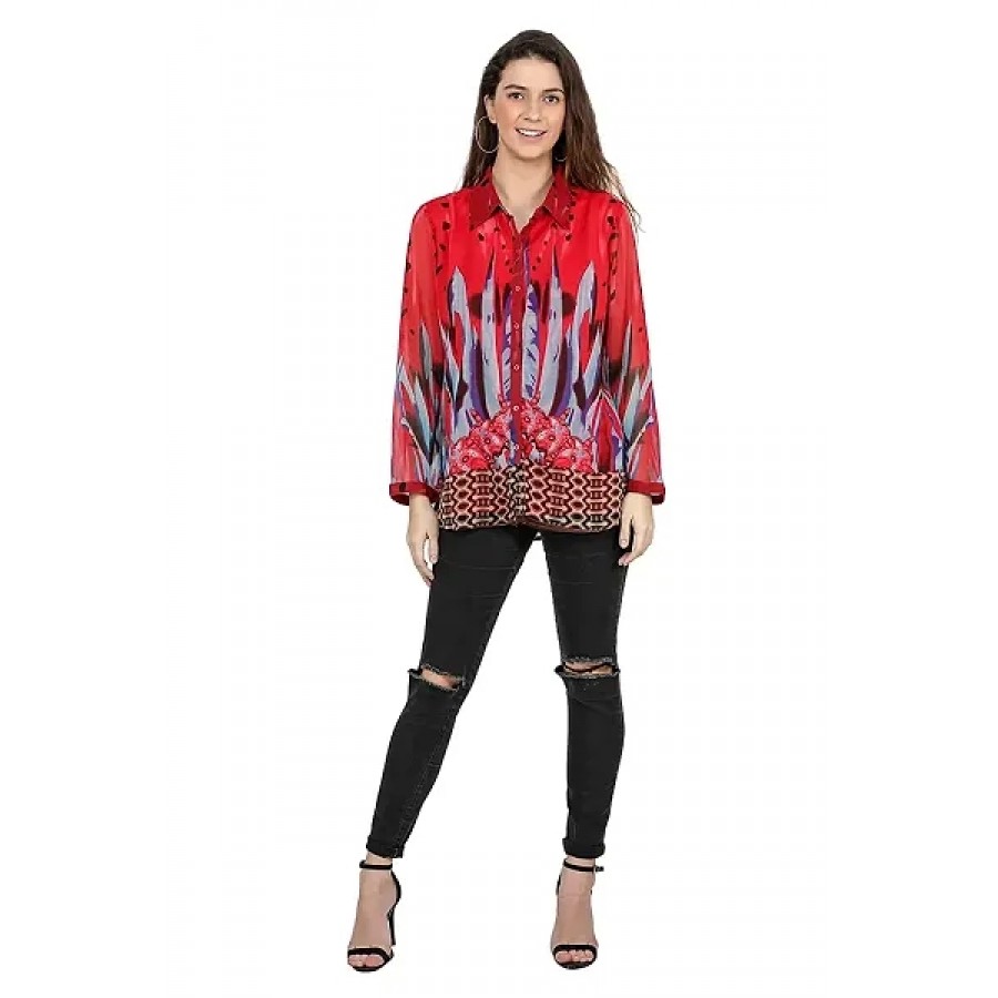 Reliable Poly Blend Printed Shirts For Women