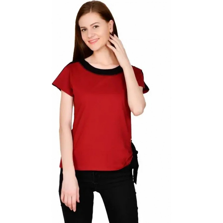 Short Sleeve Round Neck Regular Women Top