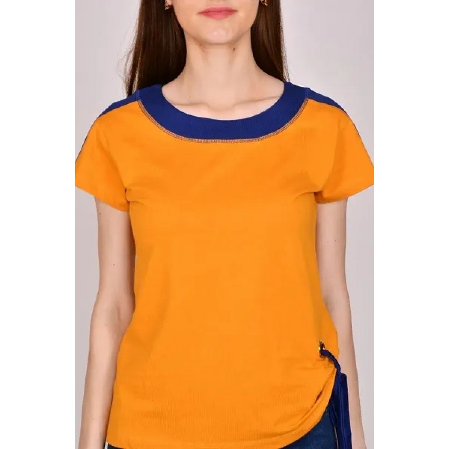 Short Sleeve Round Neck Regular Women Top