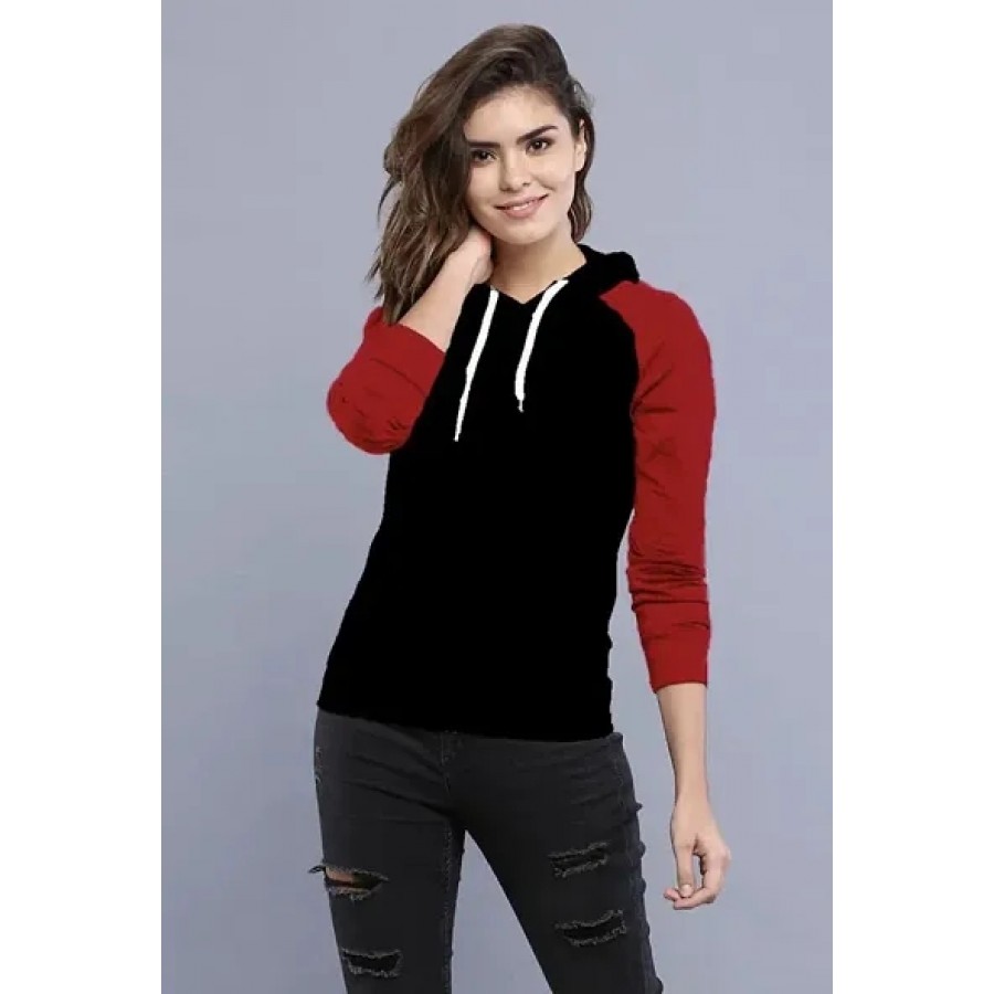 Stylish Black Solid Cotton Blend Tops For Women