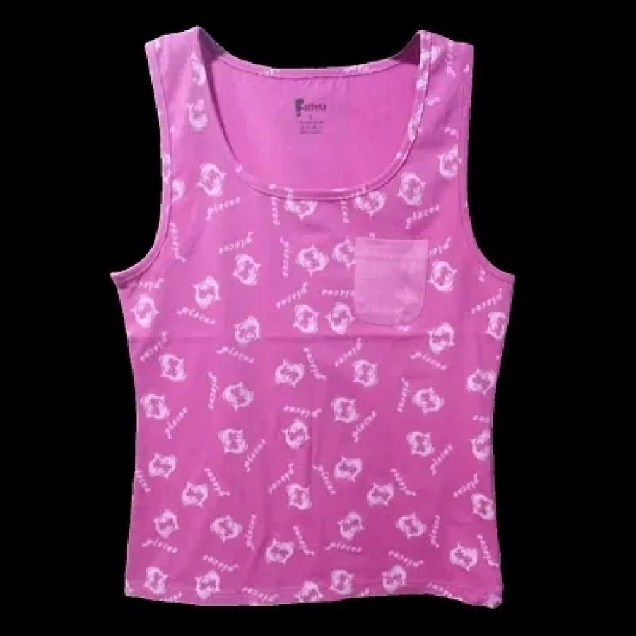 Stylish Cotton Pink Printed Tank Top