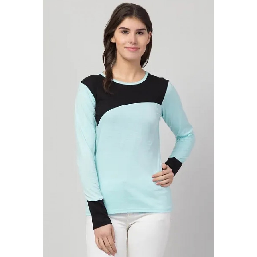 Stylish Multicoloured Cotton Colourblocked T-Shirt For Women