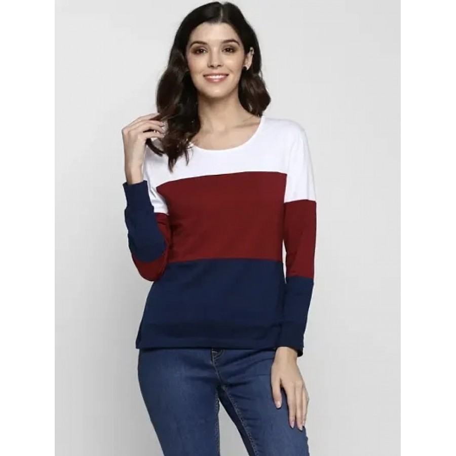 Stylish Multicoloured Solid Cotton Blend Tops For Women