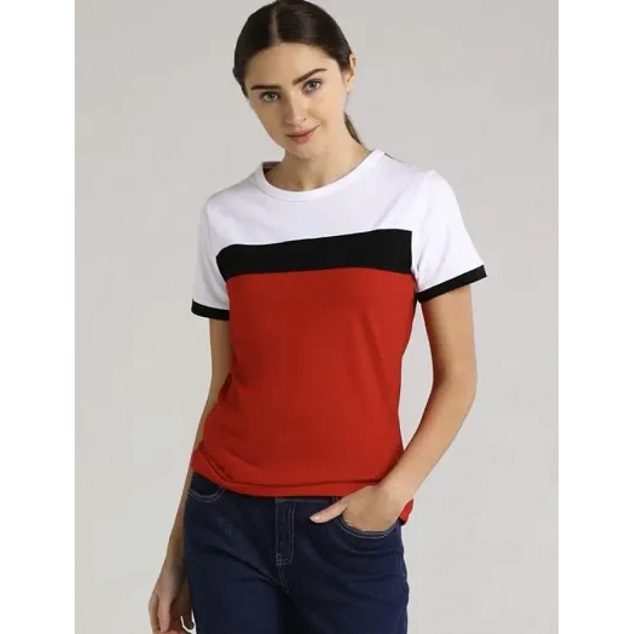 Stylish Multicoloured Solid Cotton Blend Tops For Women