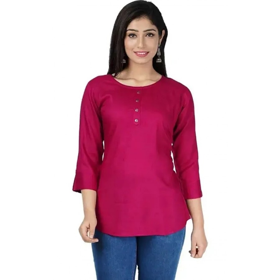 Stylish Viscose Rayon Pink Top For Women