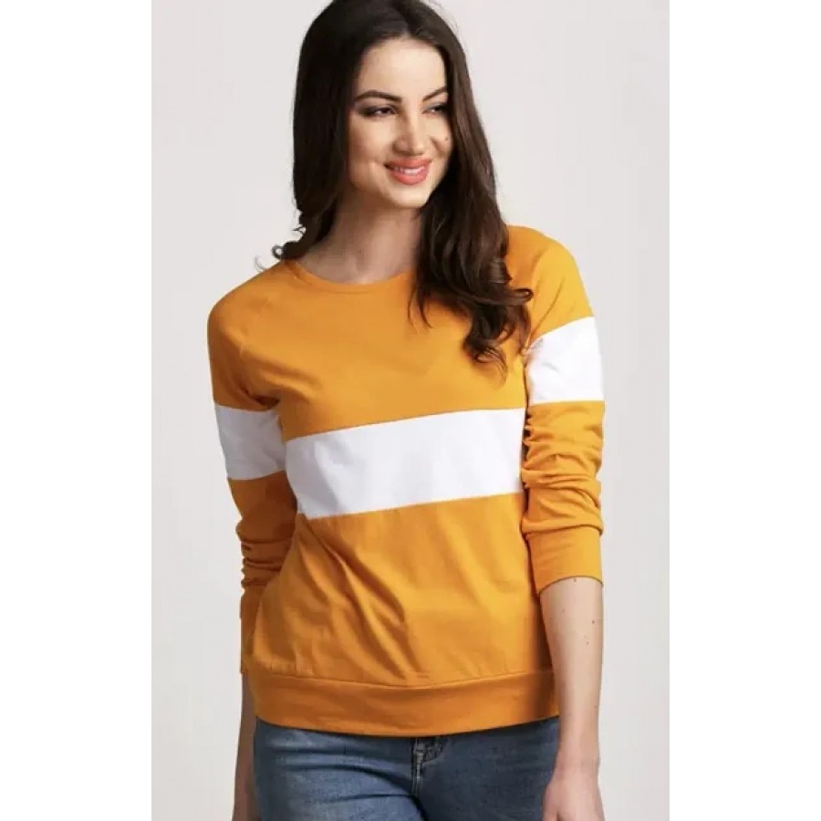 Stylish Yellow Solid Cotton Blend Tops For Women