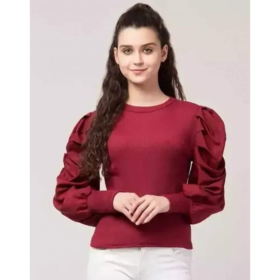 Stylish look puff high neck top for women and girls