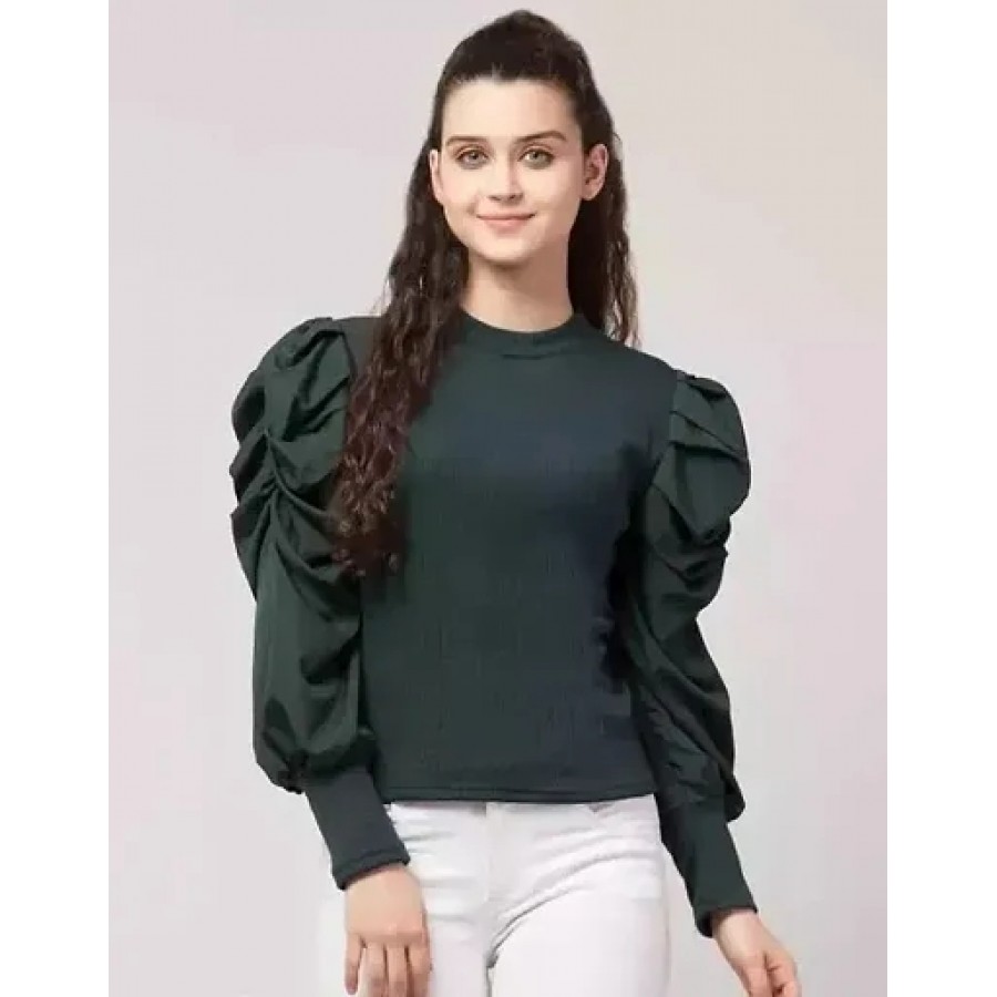 Stylish look puff high neck top for women and girls