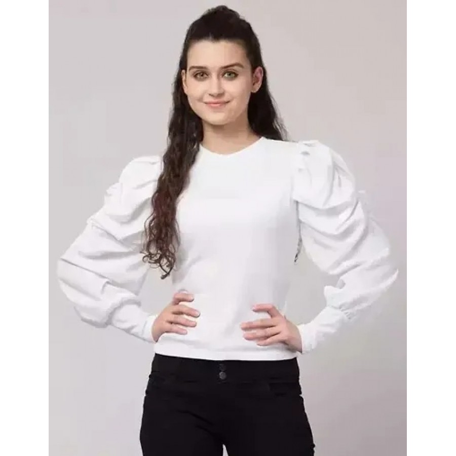 Stylish look puff high neck top for women and girls