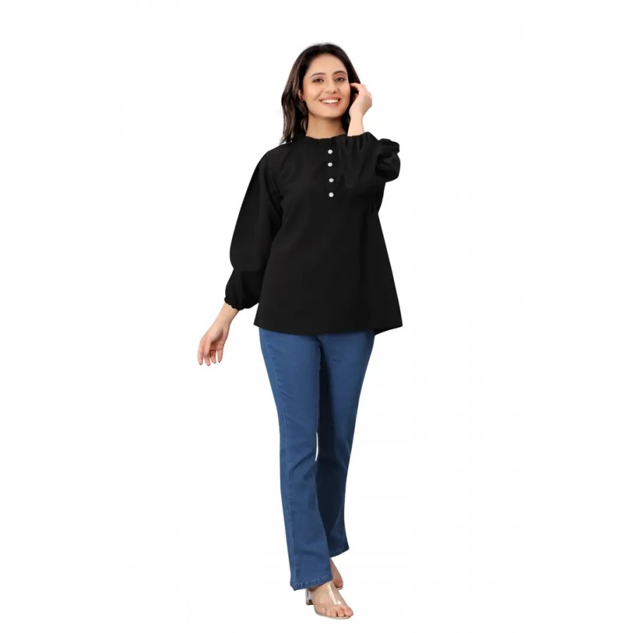 Stylish Cotton Blend Solid Top For Women