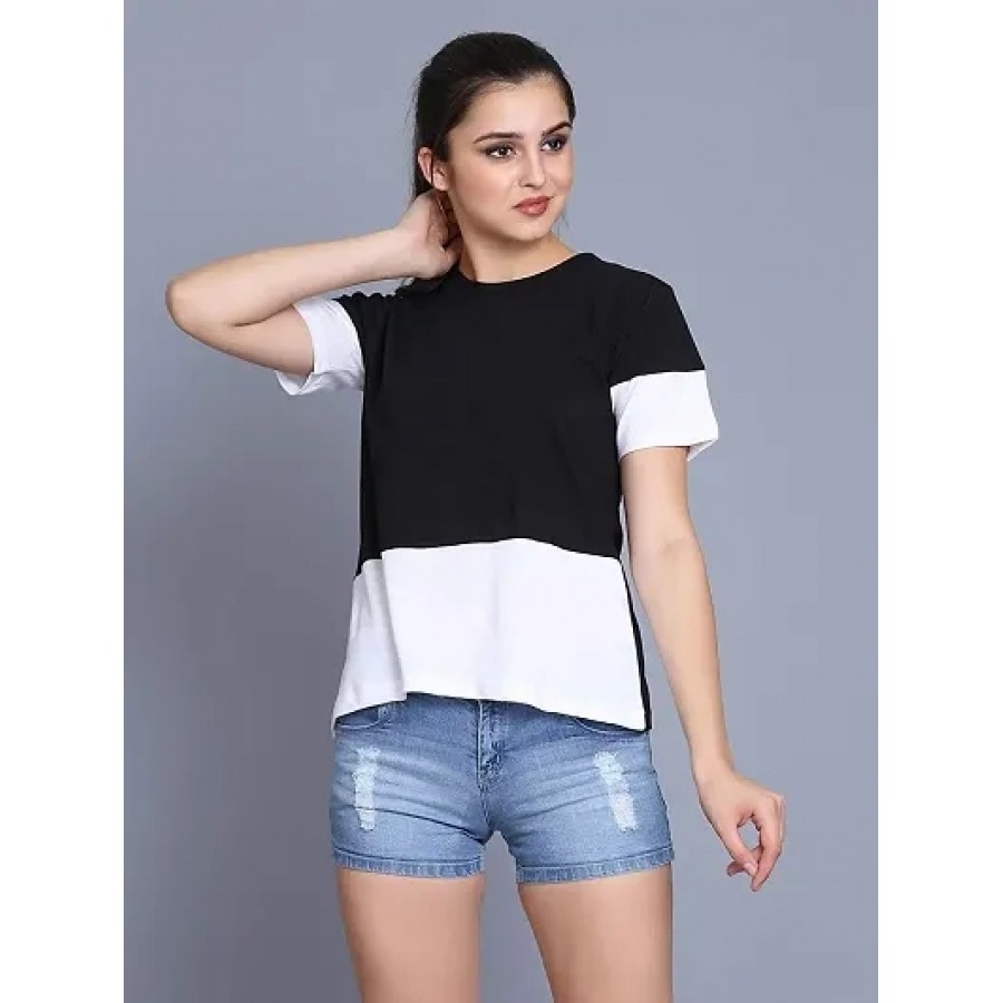 Trendy Black Cotton Blend Solid Top For Women