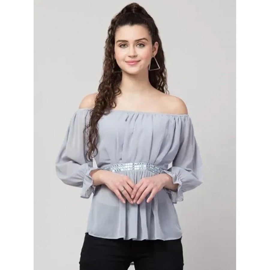 Trendy Chiffon off-shoulder Top