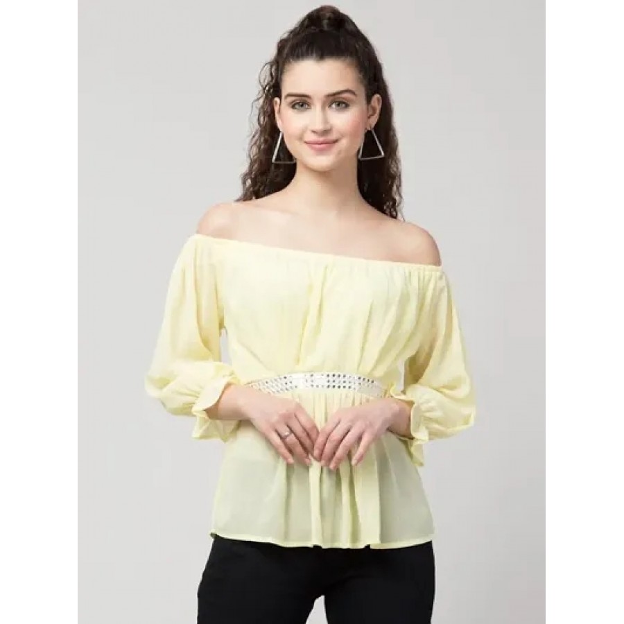 Trendy Chiffon off-shoulder Top