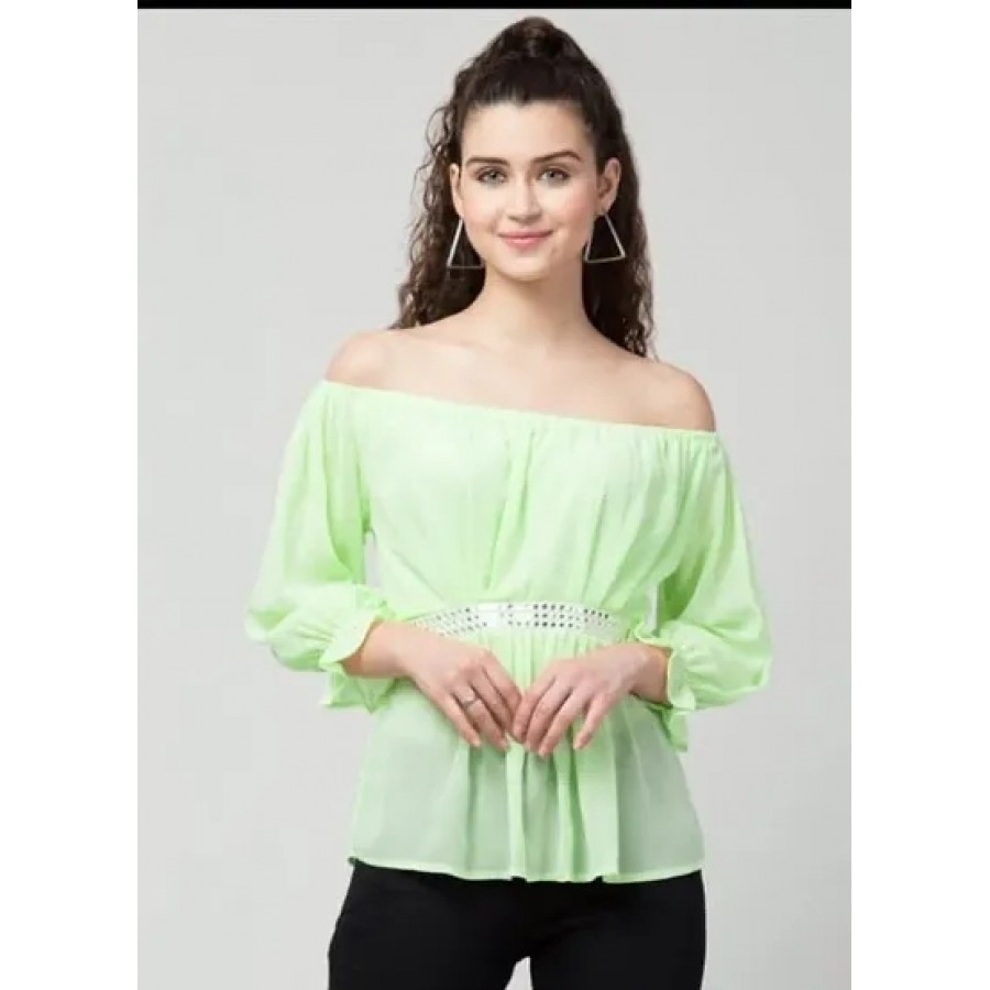 Trendy Chiffon off-shoulder Top