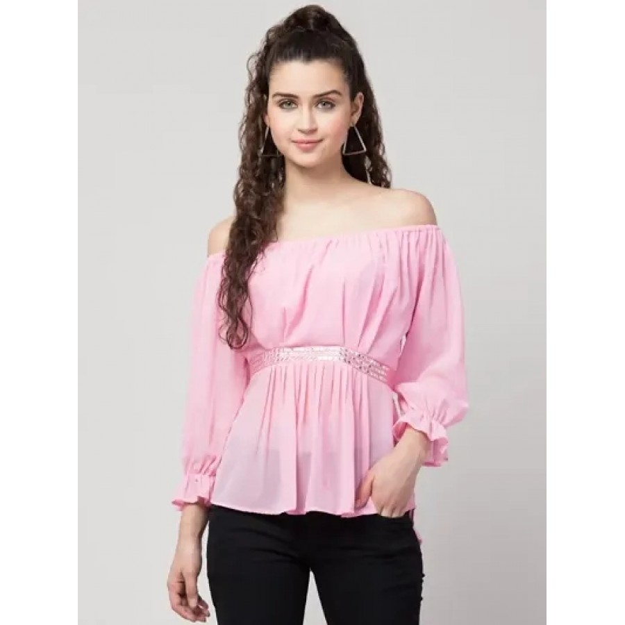 Trendy Chiffon off-shoulder Top