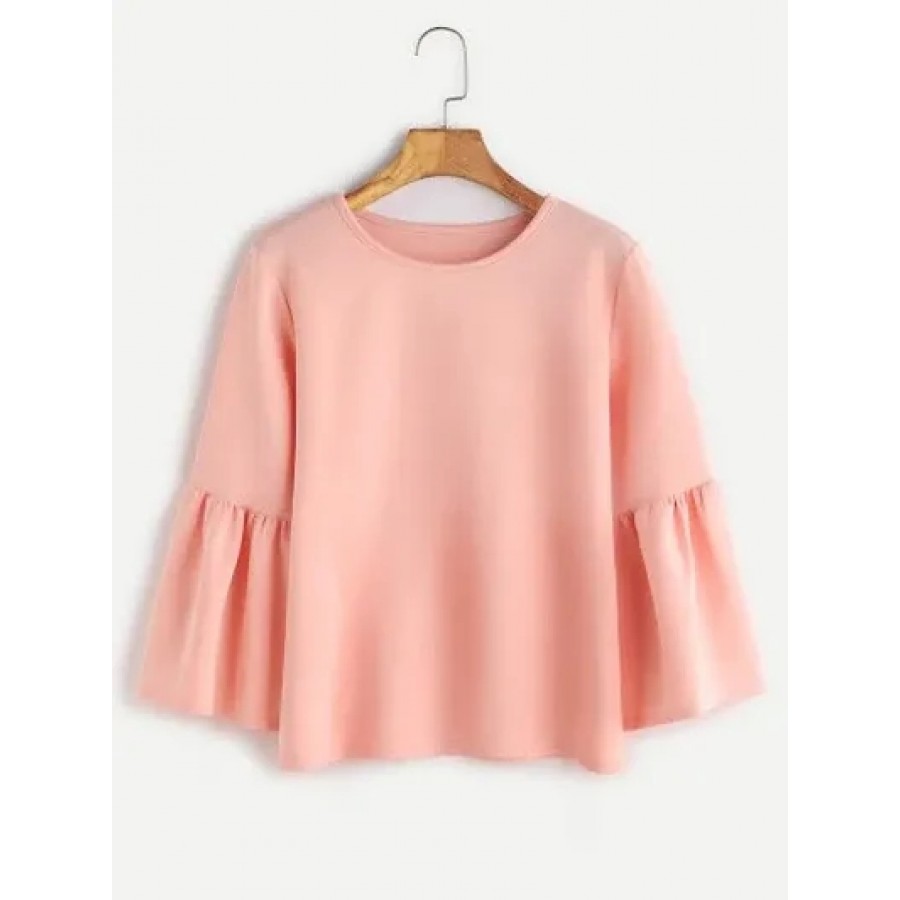 Trendy Pink Crepe Solid Tops For Women