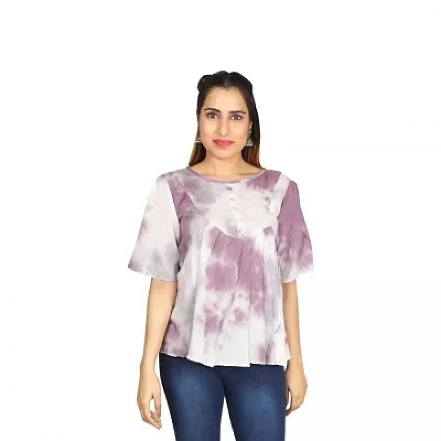 Trendy Rayon Tie  Dye Purple Top