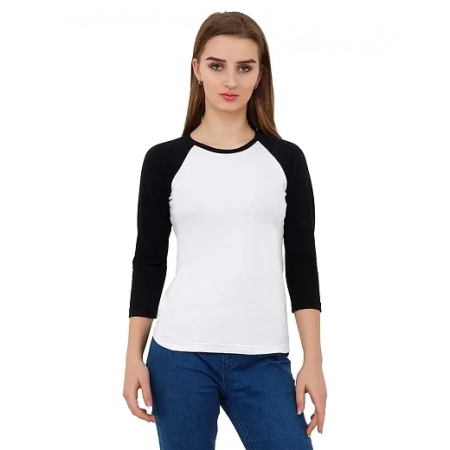 Trendy White Cotton Blend Solid Top For Women