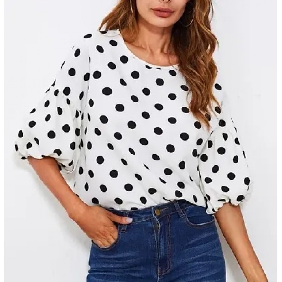 Trendy White Crepe Printed Tops For Women