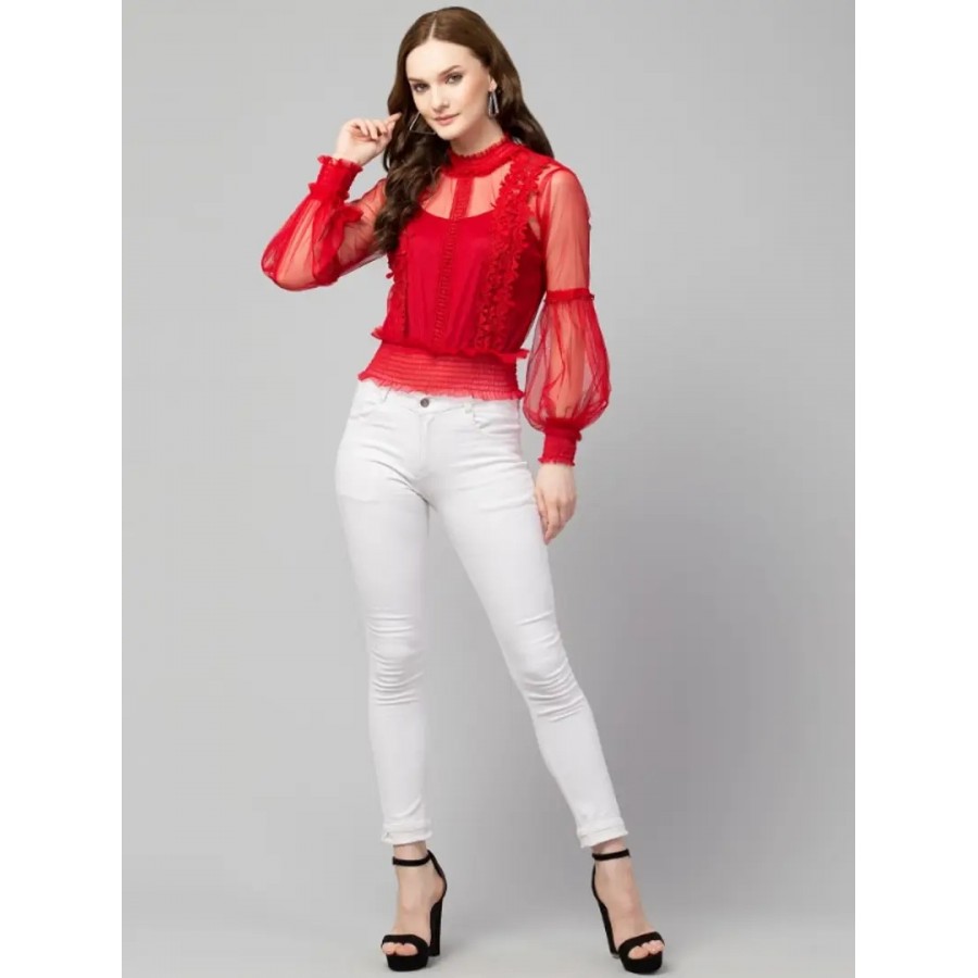 Trendy Lace Net Top