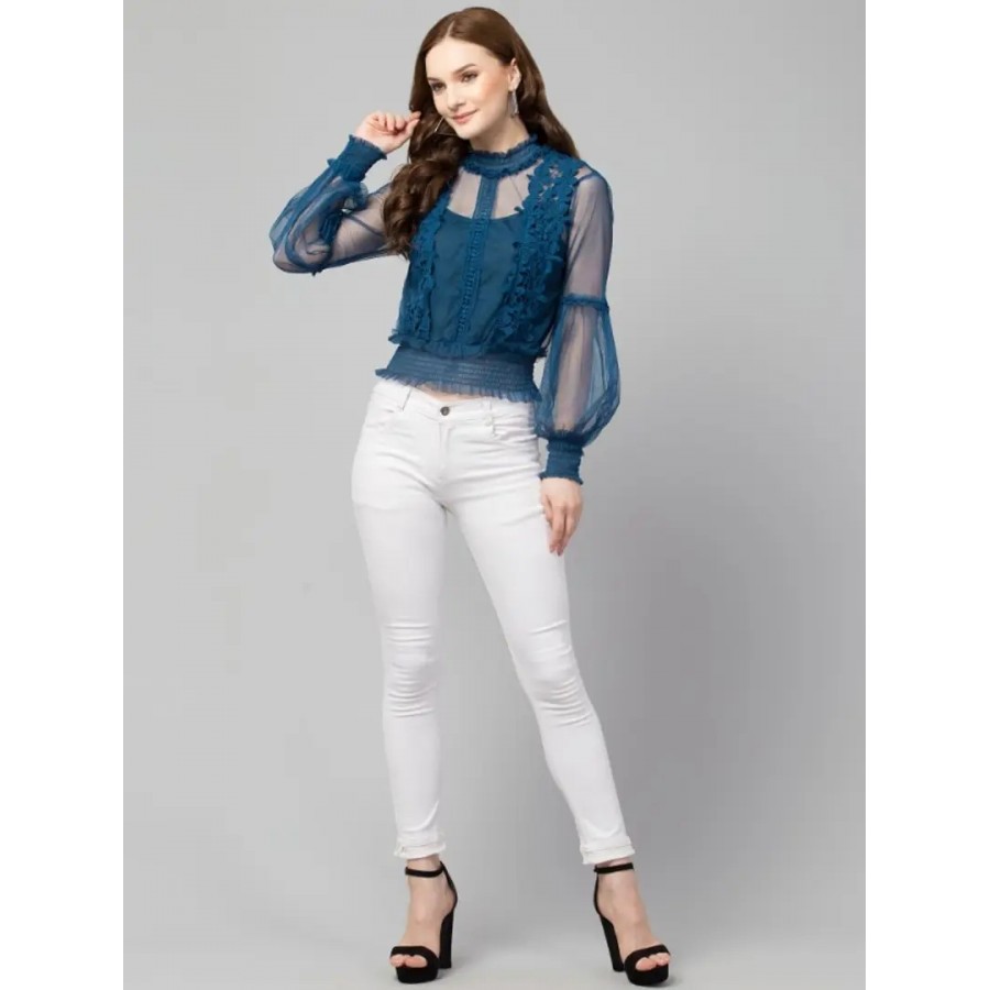 Trendy Lace Net Top