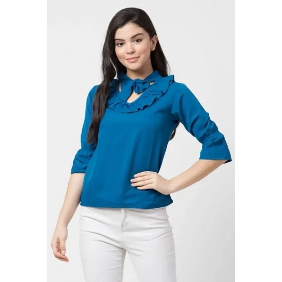 UNIYALS Blue Stylish Crepe Top