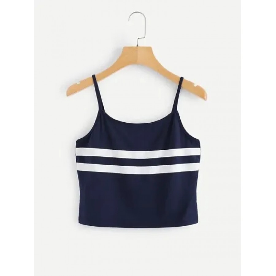 Vivient Women Nevy Blue White Strip Camisole Top