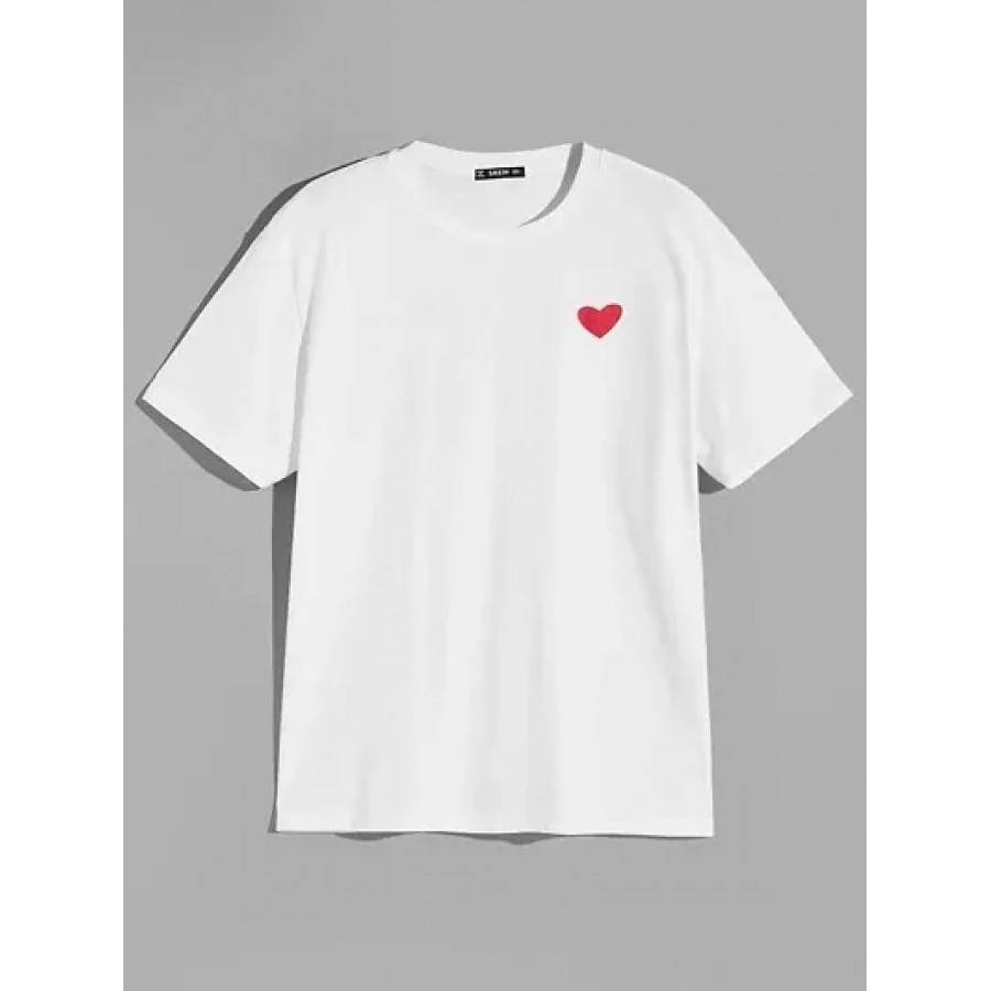 White Printed Heart Tshirts