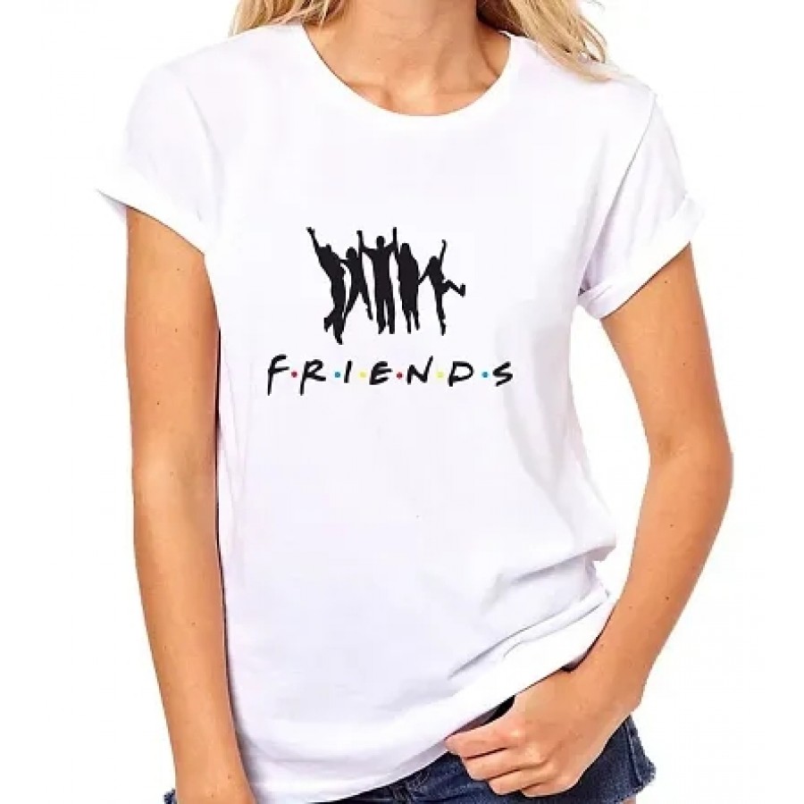 White Printed Premium Dry-Fit Round Neck T-Shirt