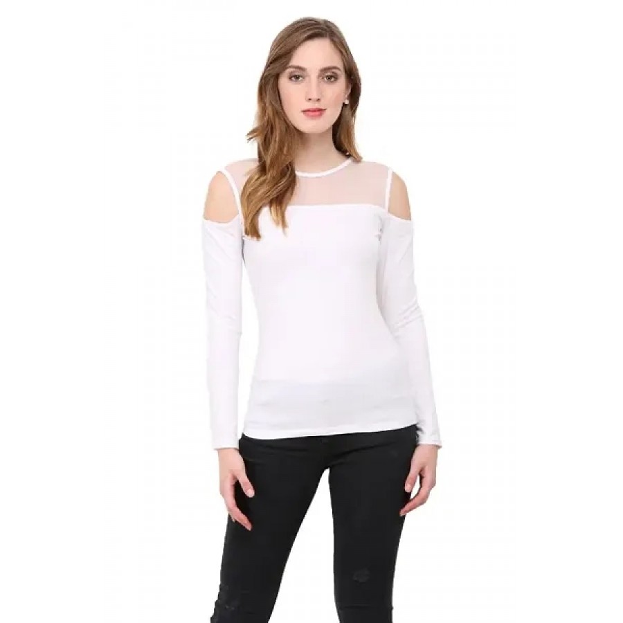 Women Cold Shoulder White Top