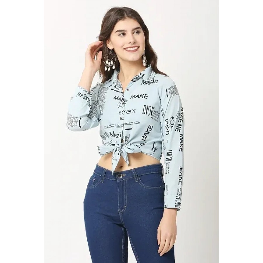 Women Cotton Blend Printed Crop Top