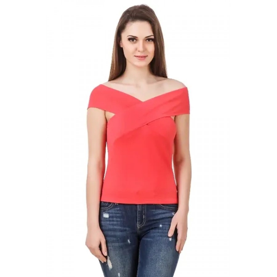 Women Off shoulder sleeveless solid top