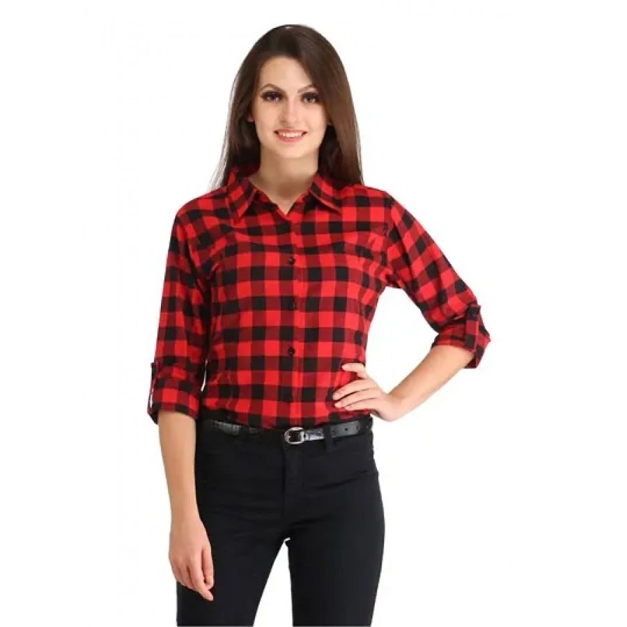 Women S Multicoloured Checked Regular Fit Shirt