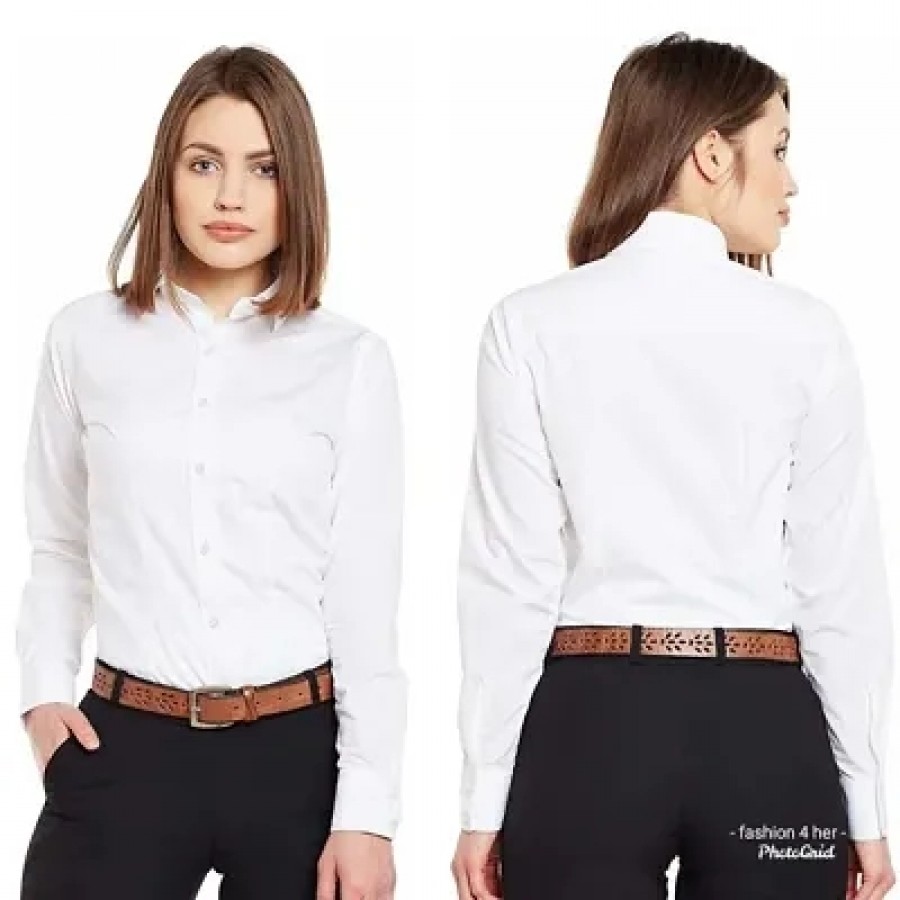 Women Solid Cotton Blend Regular Fit Shirt