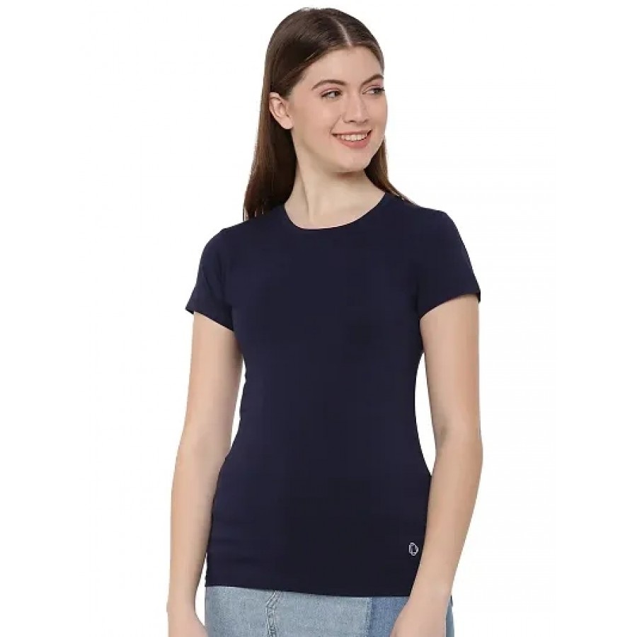 Women Stylish  Cotton Solid Round Neck Tees