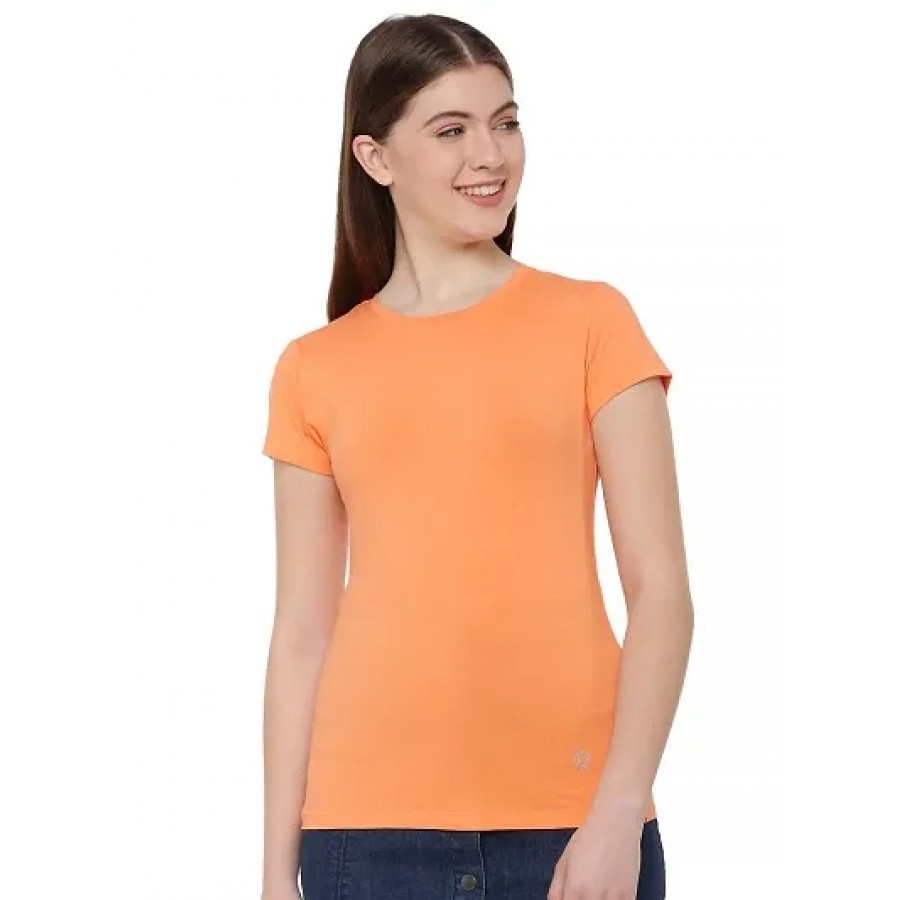 Women Stylish  Cotton Solid Round Neck Tees