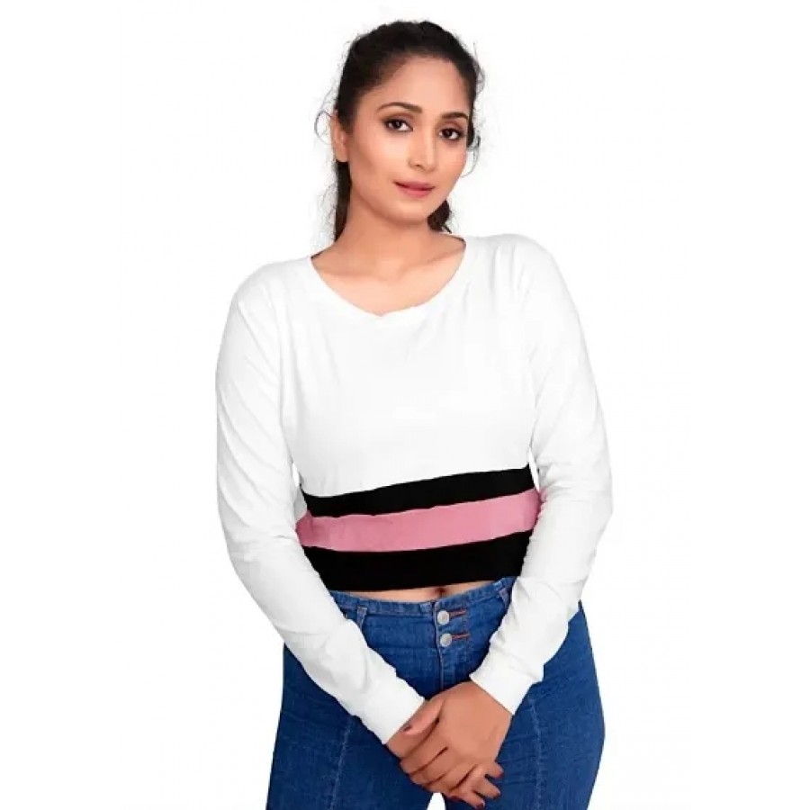 Women's Cotton Lycra Full Sleeve Crop Top