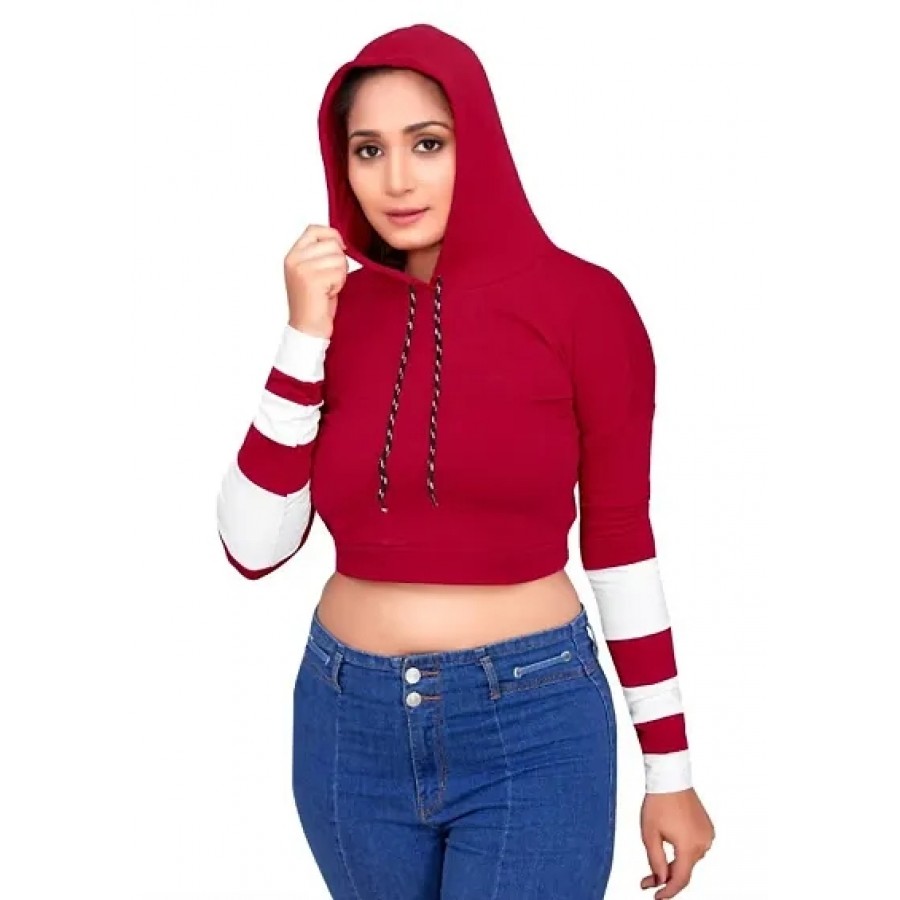 Women's Cotton Lycra Full Sleeve Hooded T-Shirt