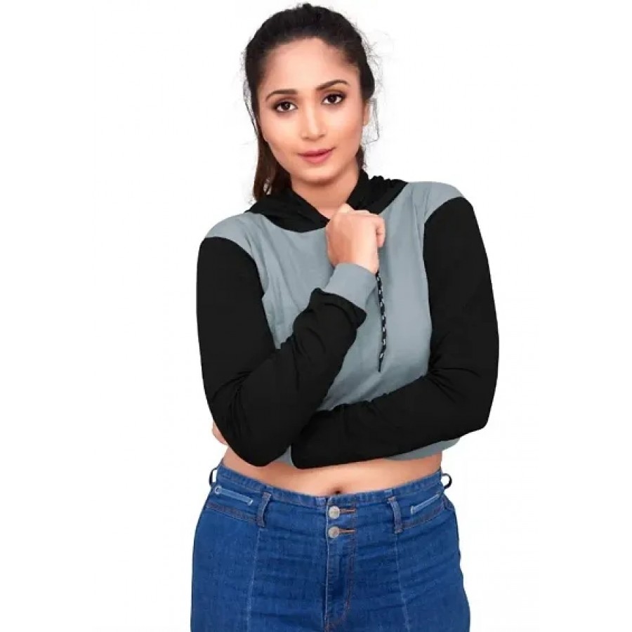 Women's Cotton Lycra Full Sleeve Hooded T-Shirt