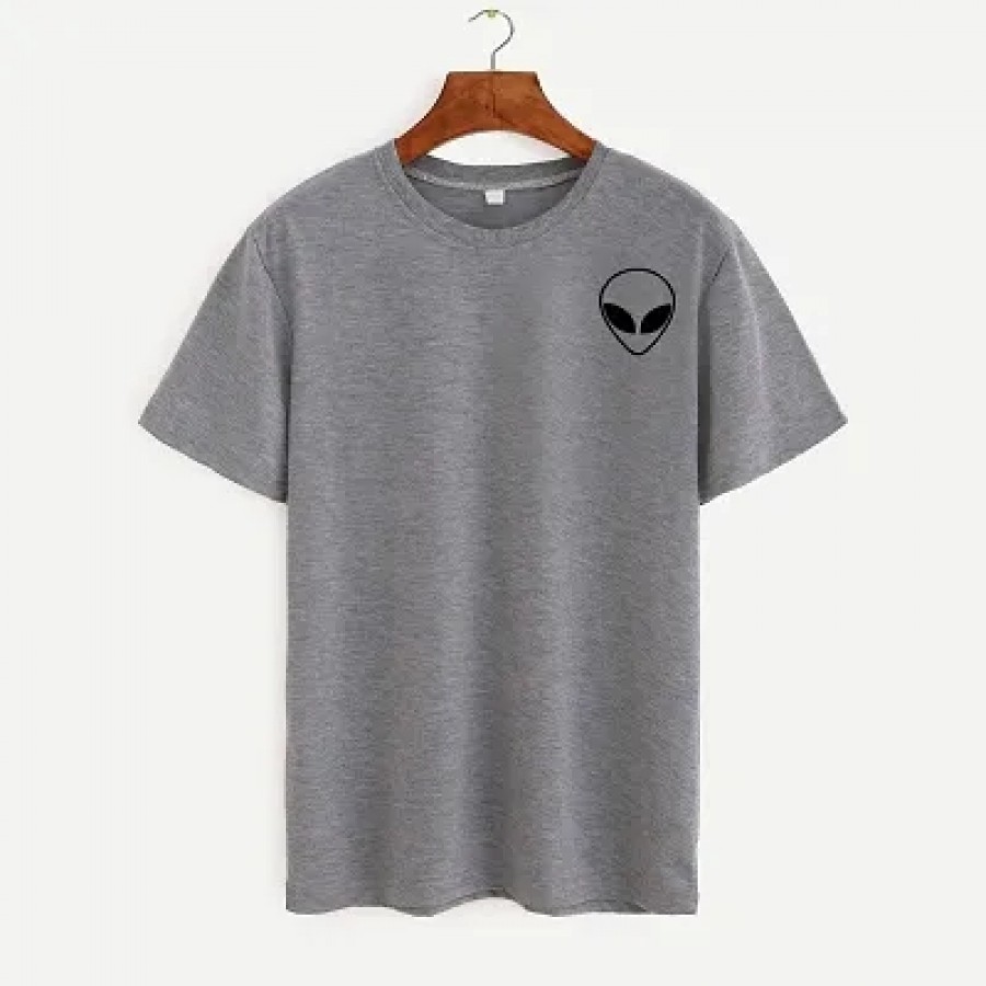 Women's Cotton Round Neck Half Sleeve T-shirt - Alien (Grey)