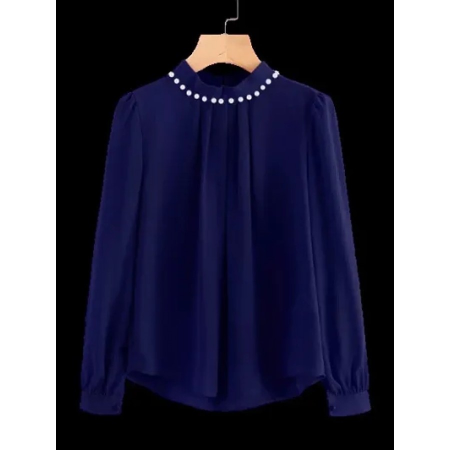 Womens Crepe Casual Full Sleeves Pearl Top