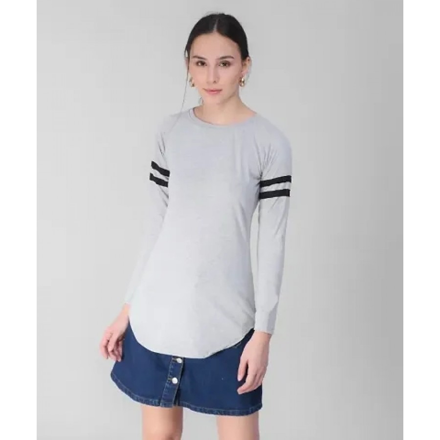 Women's Grey Full Sieeve T-Shirt