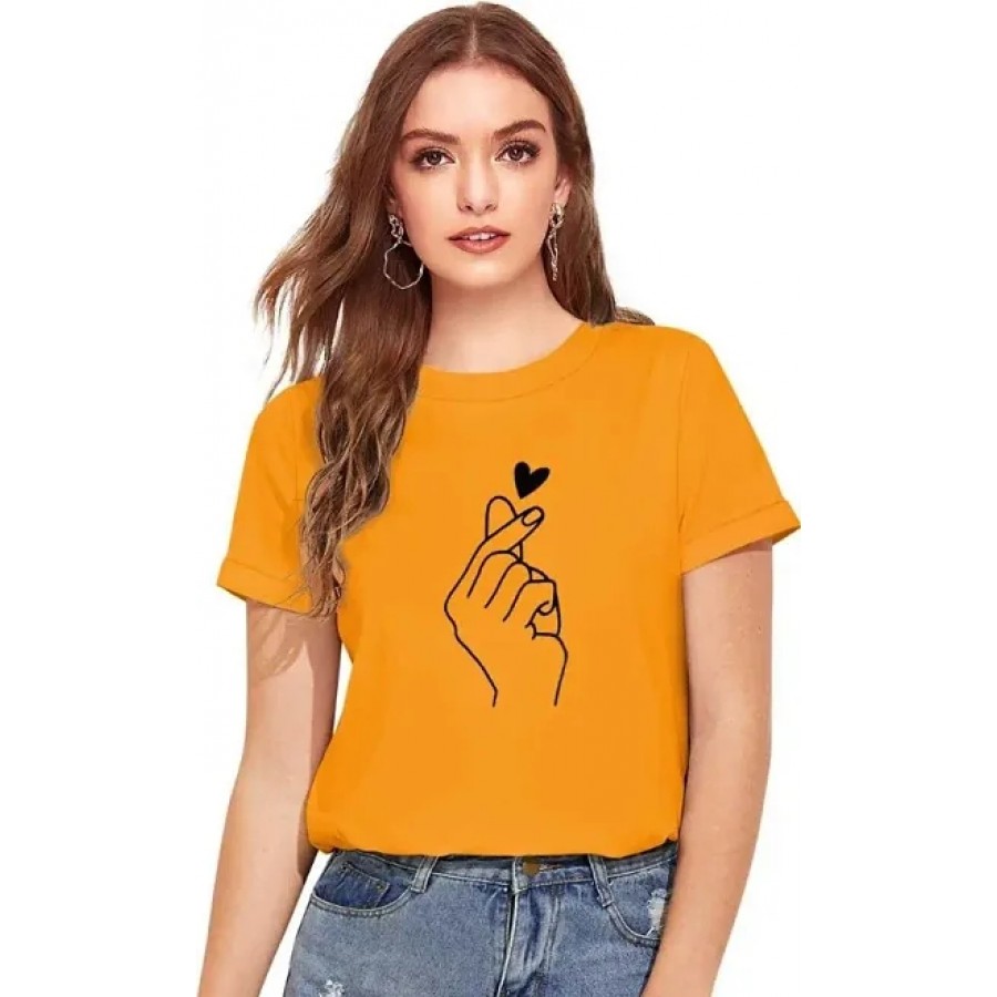 Womens Mustard Chutaki Regular Wear T-Shirt