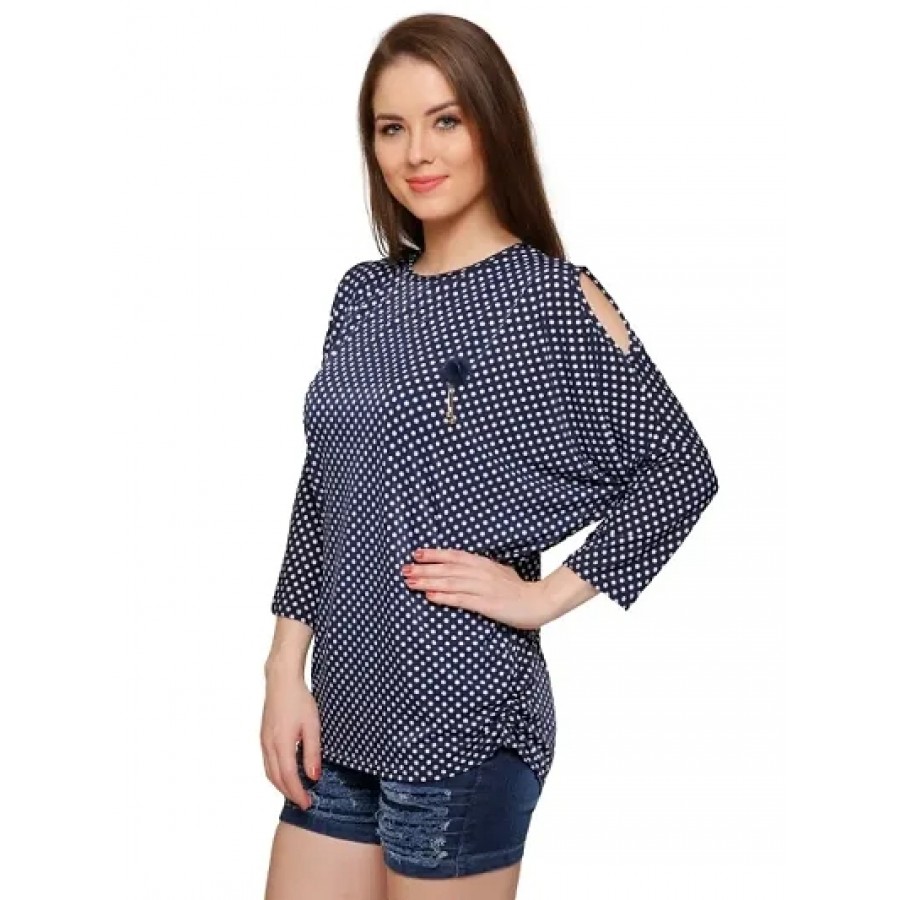 Women's Polka Print Cold Shoulder Top