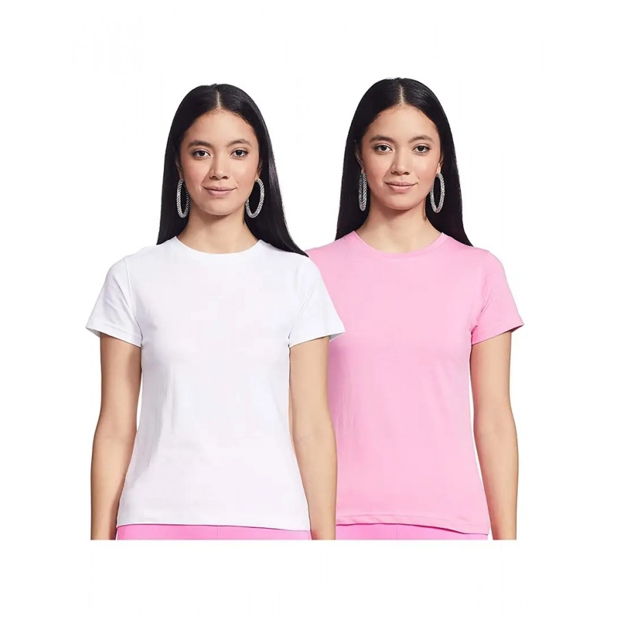 Womens Cotton Pack Of 2 Solid Tshirts