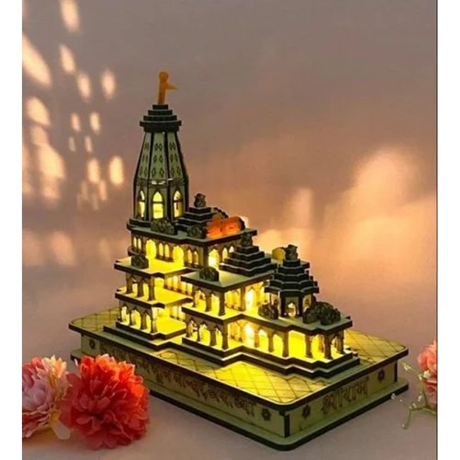 Wooden ram mandir with lights